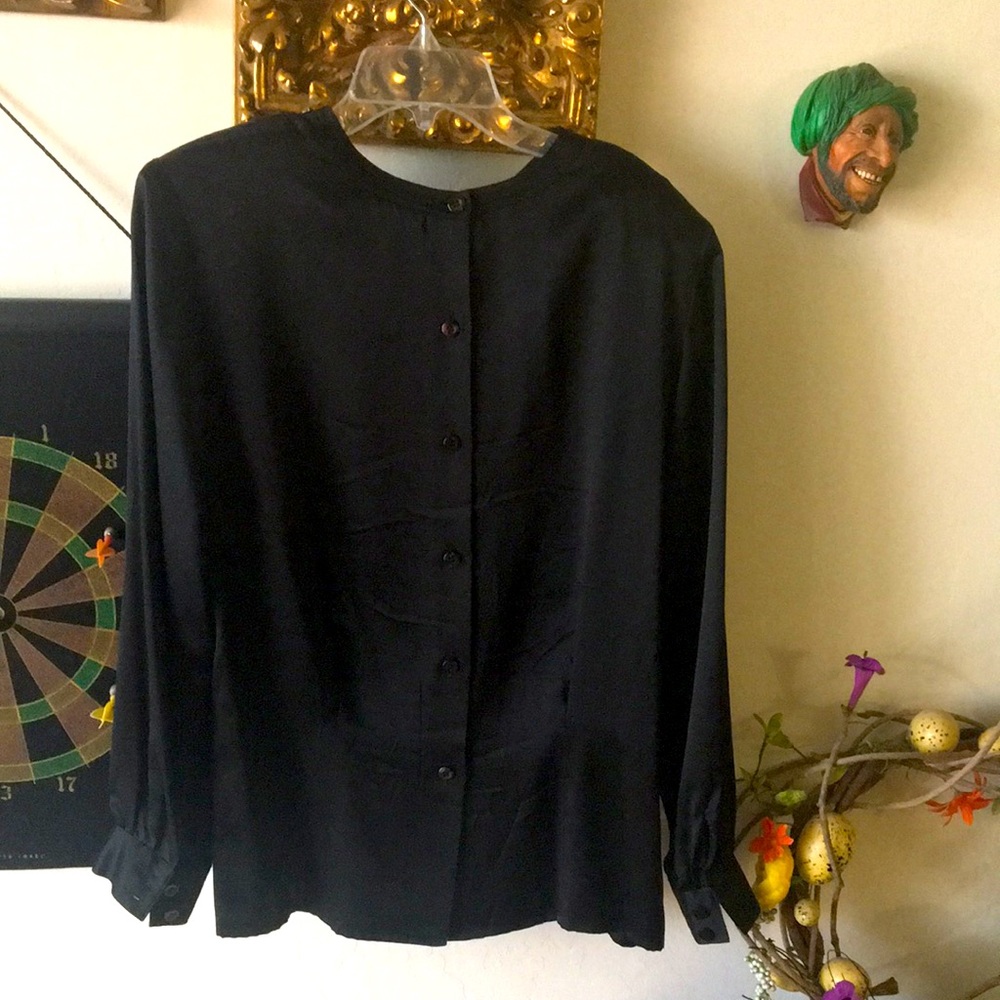 Black Silk Blouse By Liz Claiborne Size 10 petite.